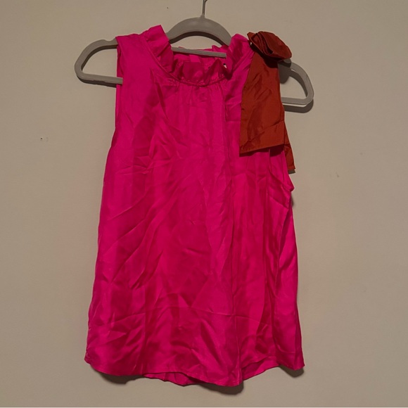 J. Crew Tops - NWT J.Crew Pink and Red Orange Silk Top with Bow Detail